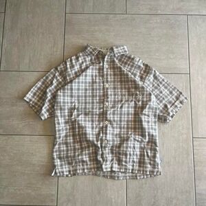 Canyon River Blues Boys Large 14-16 Plaid Short Sleeve Button Down Shirt Grey